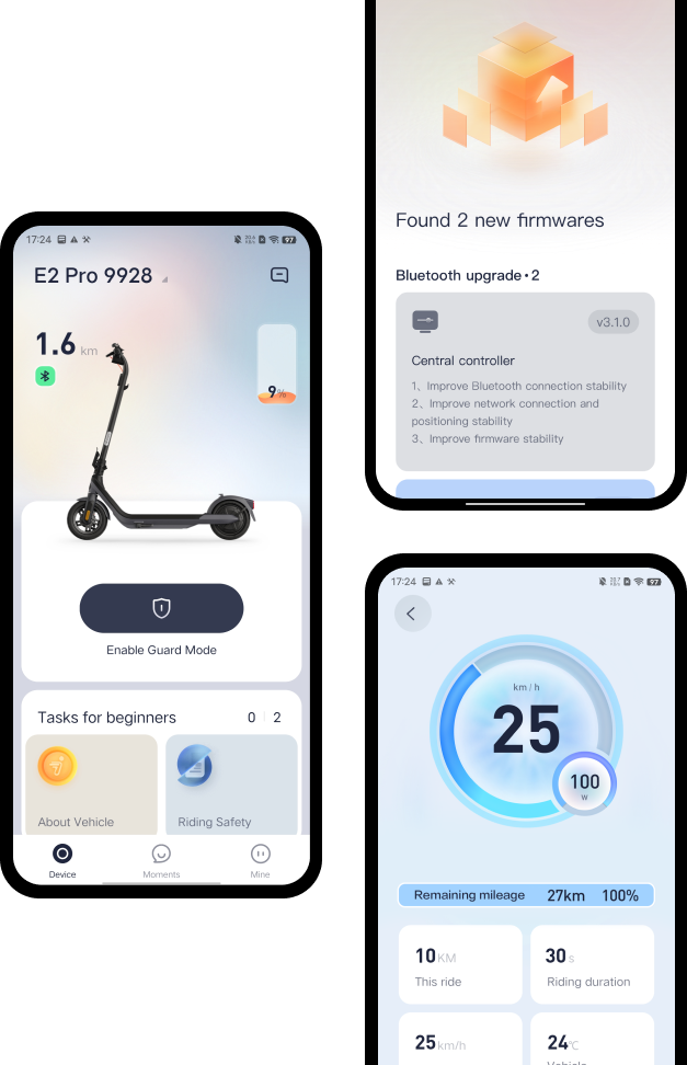 Ninebot E2 Pro E-Scooter - Long-Range Commuter with 10" Tires, Fast Folding & Powerful Headlight for Adults